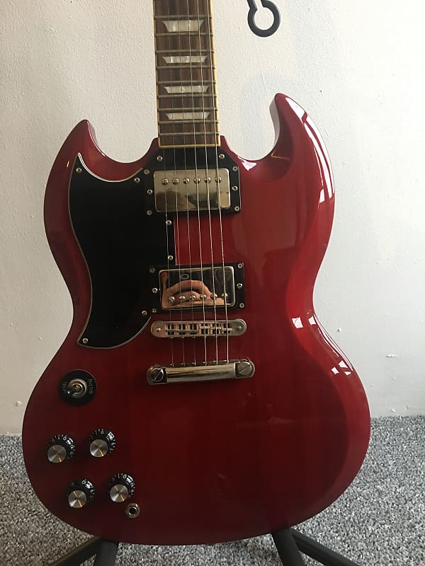 Burny Super Grade SG Cherry Left Handed | Reverb