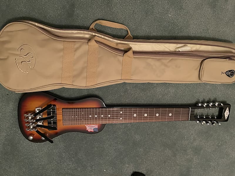 SX Lap Steel Guitar 8 strings Sunurst with 4 benders and Reverb