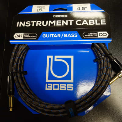 Boss BIC-15A 15FT / 4,5 m Instrument Cable Angle/Straight Jack for sale