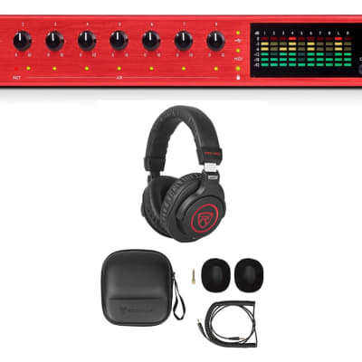 Focusrite Clarett 8 Pre X w HA4000 Headphone Amp Audio Technica ATH M20x Headphones Reverb