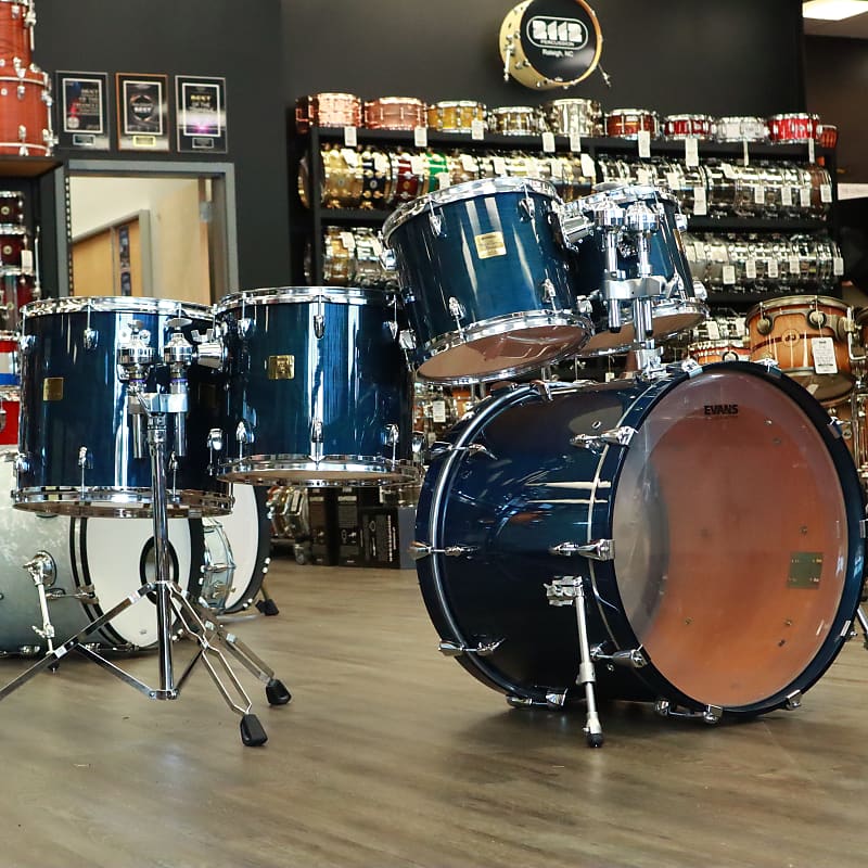 Used Yamaha Birch Custom Absolute 5-Piece Shell Pack 10/12/14/16/22 (Sea Blue Lacquer) Made In Japan image 1