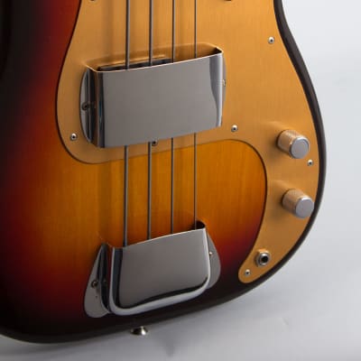 Fender  Precision Bass Solid Body Electric Bass Guitar (1958), ser. #32014, tweed hard shell case. image 13