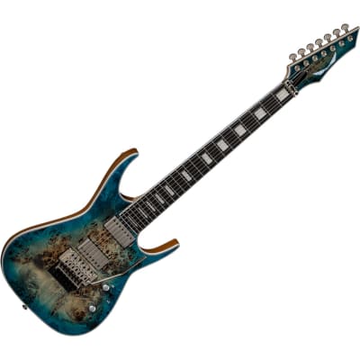 Dean Exile Select Floyd 7 Guitar - Burl Poplar Satin Turquoise Burst image 1
