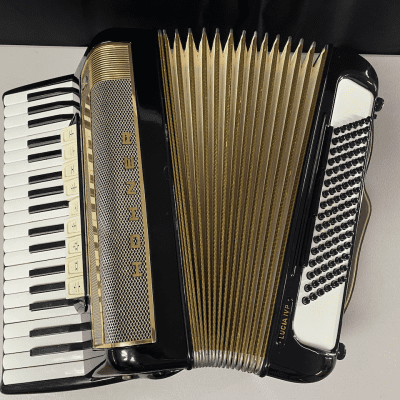 Hohner Lucia IV P Accordion ~Late 1950s Black/Gold image 3