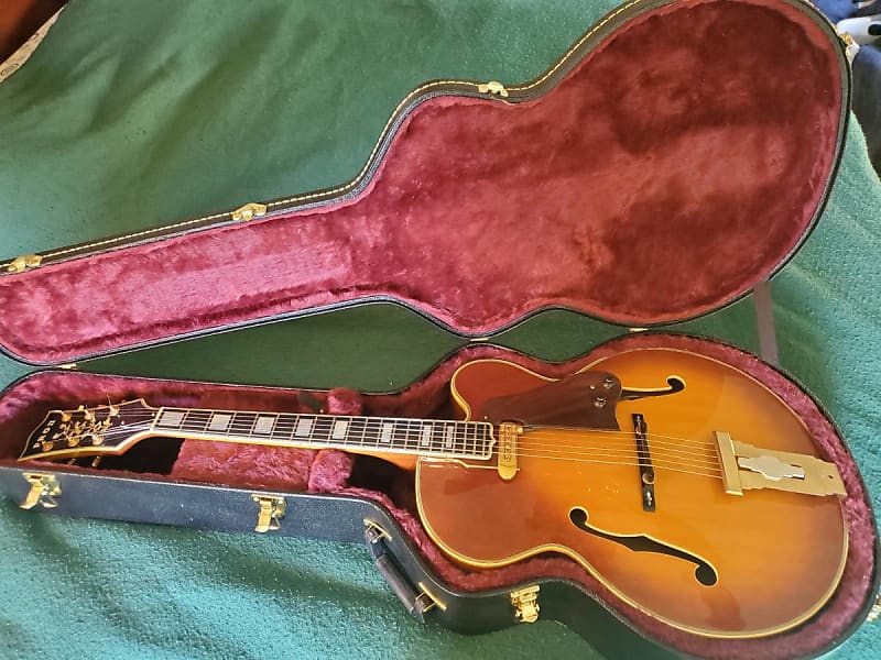 1970s Aria Pro II PE-190 Robert Conti  Archtop Jazz Guitar w Floating Gold Dearmond 1100 Pickup image 1