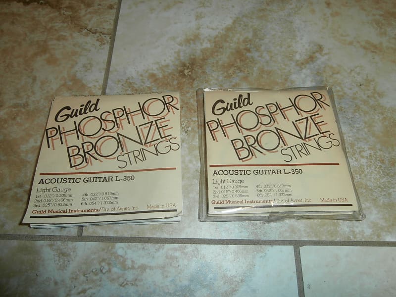 Two Packs of Vintage 1980's Guild Phosphor Bronze L-350 Acoustic Guitar Strings! Original Case Candy image 1