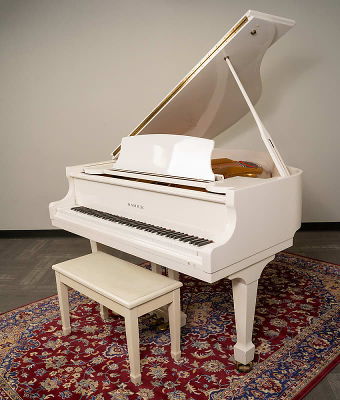 Samick 5'1" SG-155 Baby Grand Piano | Polished White image 1