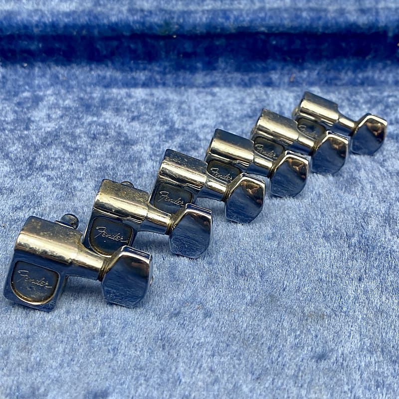Vintage Fender 6 InLine Guitar TunersTuning Keys Chrome Reverb