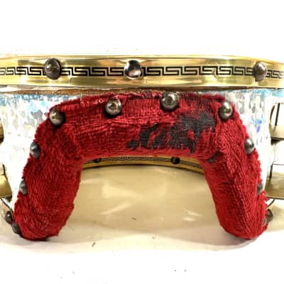 Vintage huge Egyptian tambourine percussion instrument Riq 1980s - Rainbow image 11