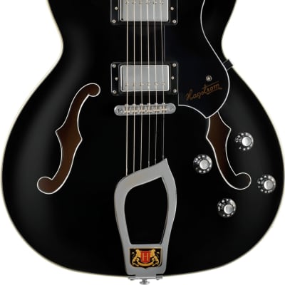 Hagstrom Viking Semi-Hollow Electric Guitar, Resinator Fingerboard, Black Gloss image 1