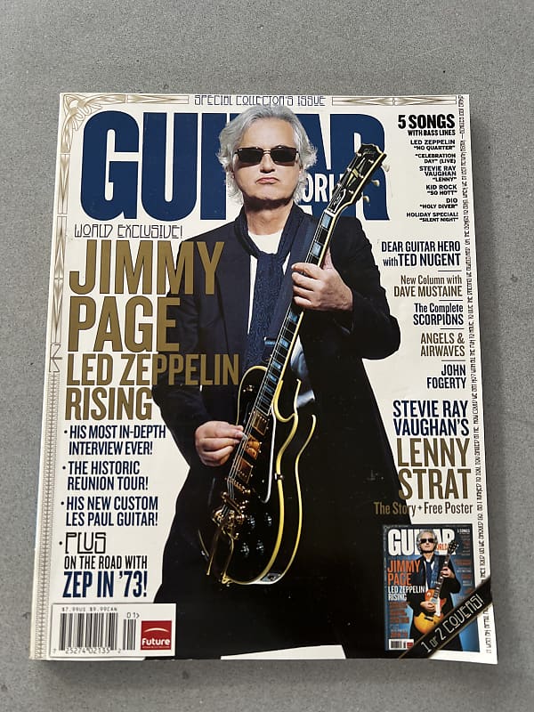Guitar World Jimmy Page SRV issue 2008 White Blue Black Reverb