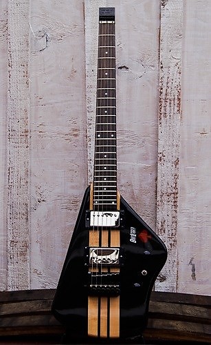 Bootlegger Spade Black Travel Guitar. Two Humbuckers,  Rosewood Fretboard, Padded Gig Bag image 1