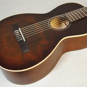 Art Lutherie Roadhouse Nylon Acoustic Parlor Guitar Bourbon Burst Professionally Set Up Reverb