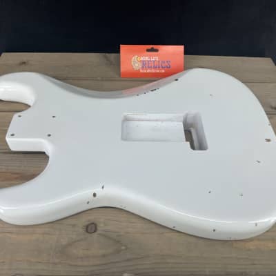 Real Life Relics Thinline F Hole Strat® Stratocaster® Body Aged Olympic White image 10