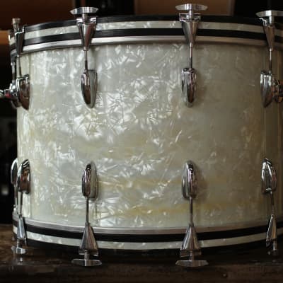 1970's Slingerland 'New Rock Outfit' in White Marine Pearl 14x22 16x16 9x13 8x12 image 19