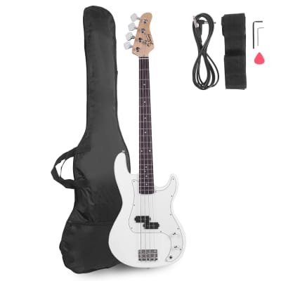 Glarry GP Electric Bass Guitar White for sale
