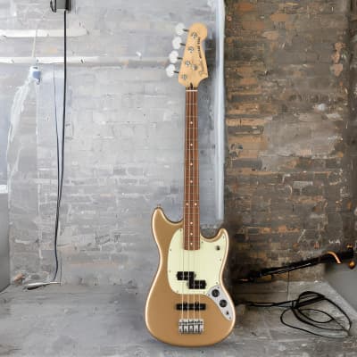Fender Player Mustang Bass PJ 4-String Guitar with Alder Body, Gloss Finish, 19 Frets and Maple C-Shaped Neck  (Pau Ferro Fingerboard, Firemist Gold) image 7