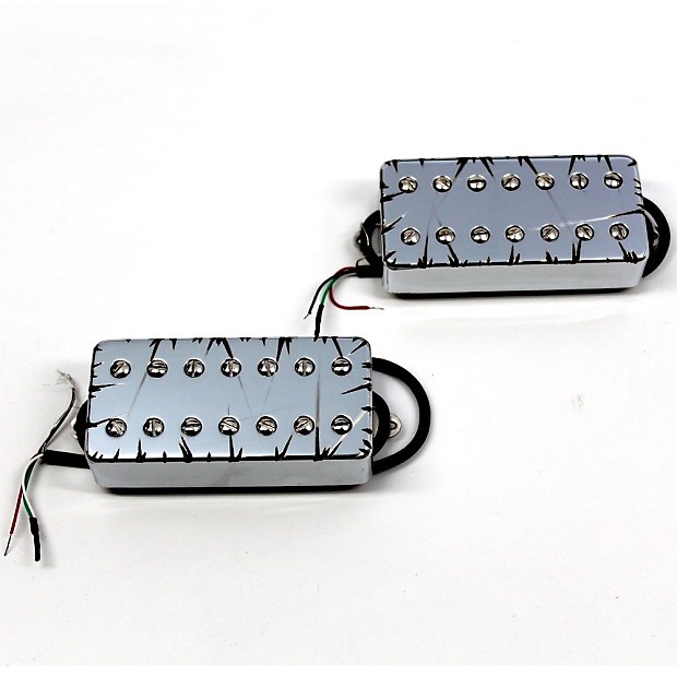 Bare Knuckle Juggernaut Misha Mansoor 7 String Humbucker Pickup Set Chrome Battle Worn Covers