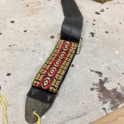 Vintage Ace Style Guitar Strap Woven Red, Yellow, and Black Circa 1960's 1970's image 6