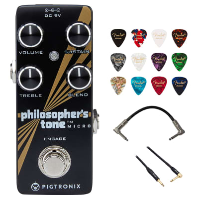 Pigtronix Guitar Compression Effects Pedal, Black (PTM) Bundle