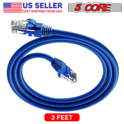 5 Core Cat 6 Ethernet Cable • 30 ft 10Gbps Network Patch Cord • High Speed RJ45 Internet LAN Cable w Gold-Plated Connectors • for Router, Modem, PC, Gaming, PS5, Xbox- ET 30FT BLU image 5
