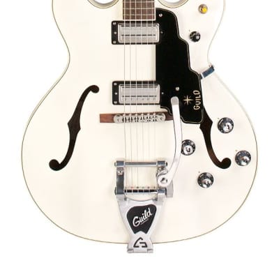 Guild Starfire V Snowcrest White E-Guitar Semi-Hollow w/tremolo +  Case for sale