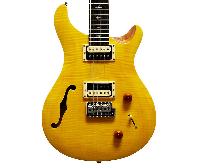 PRS SE Custom 22 Semi-Hollow Body Electric Guitar in Santana Yellow image 1