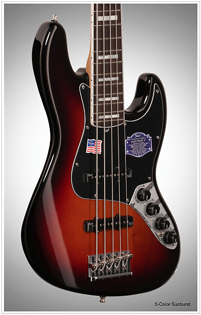 Fender American Deluxe Jazz V 5-String Electric Bass (Rosewood with Case), 3-Color Sunburst, New ! image 1
