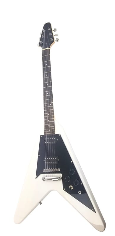 Zenison Full Size Right Handed Flying V Electric 6 String Guitar 2021 White image 1