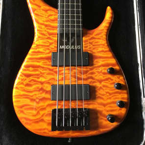 Modulus Quantum 5 Bass Guitar 5A Quilt Top MAPLE NOS Bartolini - TOP OF LINE 2006 Orange Brown Yello image 2