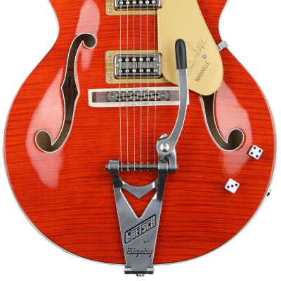 Gretsch G6120TFM-BSNV Brian Setzer Signature Nashville Electric Guitar - Orange Stain  Bundle with Fender 2" Polyester Logo Strap - Black with White Logo... (4 Items) image 2