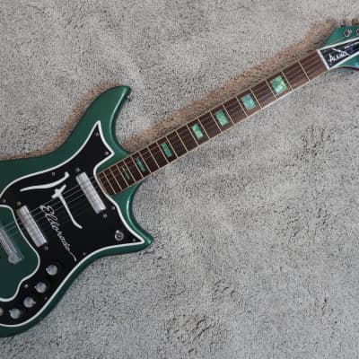 Vintage 1960s Alamo El Dorado Electric Guitar Repainted Sparkle Green Clean  2PU Case Kluson Tuners | Reverb