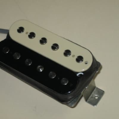 lite use (generally clean w/ few light scratches/tiny imperfections) genuine Gibson 61 Humbucker, PAF, Zebra (black/creme) 7.57k, any position, lead wire 10 & 1/4 inches, 4 conductor, Alnico 5, solder connect (+screws/springs/copy of wiring diagram) 2014 image 3
