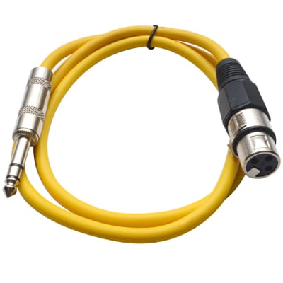 SEISMIC AUDIO Yellow 1/4" TRS XLR Female 3' Patch Cable image 2