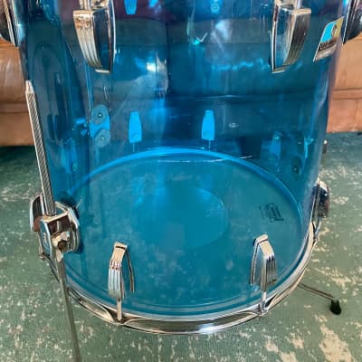 Ludwig Vistalite Big Beat 5pc Kit 12/13/16/22" with Matching 5x14" Snare Drum 1970s - Blue image 20