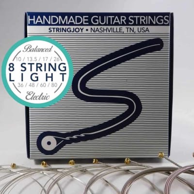Stringjoy 8 String Balanced Light Gauge (10-80) Nickel Wound Electric Guitar Strings image 2