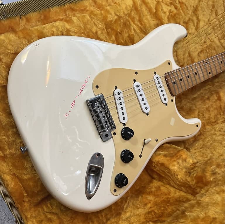 Greco SE380 Super Power 1954 Stratocaster replica made in Japan in '81.  naturally reliced white.