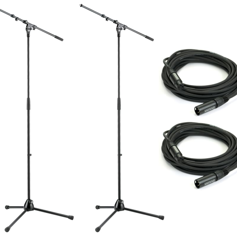 K&M 21075 Microphone Stand with Telescoping Boom Arm - Black