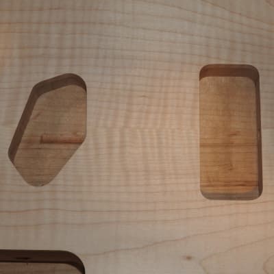Unfinished Telecaster Body Book Matched Figured Flame Maple Top 2 Piece Alder Back Chambered, P90 Neck Route 3lbs 15.9oz! image 2