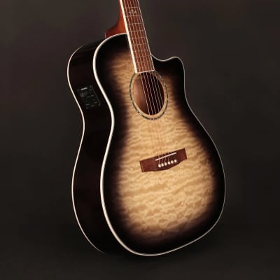 Cort GAQFTBB Grand Regal Acoustic Electric Cutaway Guitar. Trans Black Burst image 2