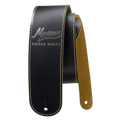 Manson Deluxe Leather Guitar Strap Silver for sale