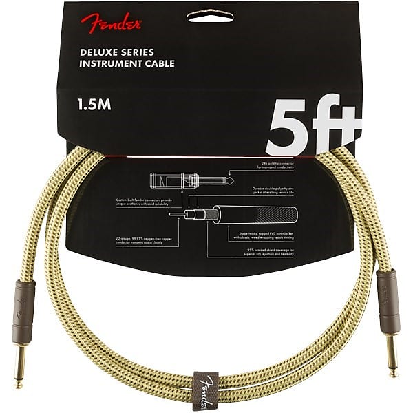 Fender Deluxe Instrument Patch Cable, 1.5m/5ft, Tweed image 1