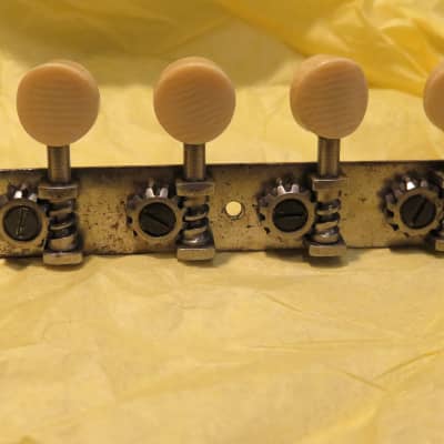 vintage 1800's early 1900's vintage mandolin tuners striped catalin/bone/ivory buttons image 6