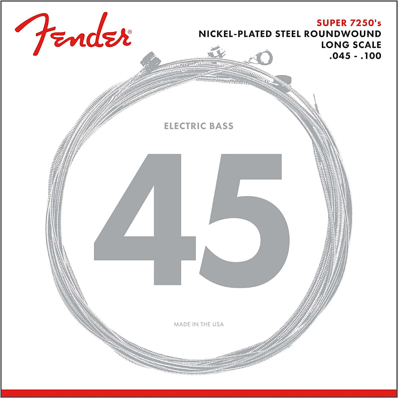 Fender 7250 Bass Strings, Nickel Plated Steel, Long Scale, 7250ML .045-.100 Gauges, (4) Standard image 1