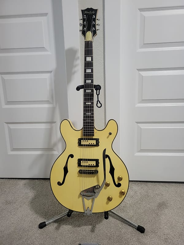 Kimberly VIP 6 HollowBody w/ Whammy Bar Cream/Yellow Color Made in Japan Guitar image 1