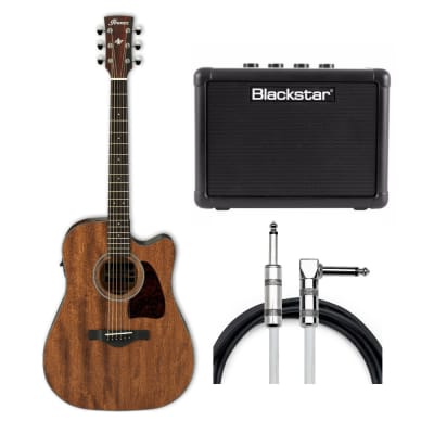 Ibanez AW54CE Artwood Dreadnought Acoustic Electric Guitar (Open Pore Natural) Bundled with FLY3 Amp and Instrument Cable image 1