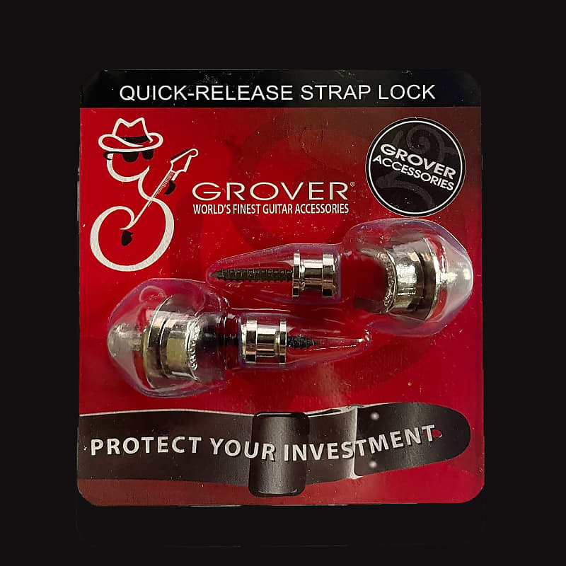 Grover GP800C Locking Strap Buttons Strap Lock Set Chrome Reverb