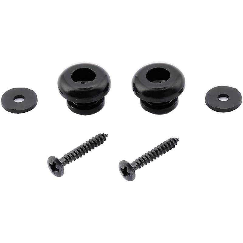 Black Yamaha Style End Pin Acoustic Electric Guitar Strap Buttons Screws Pads image 1