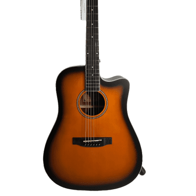 Donner Acoustic Guitar Full Size 41 Inch Solid Spruce Top Cutaway Grand Auditorium Starter Bundle Sunburst image 1