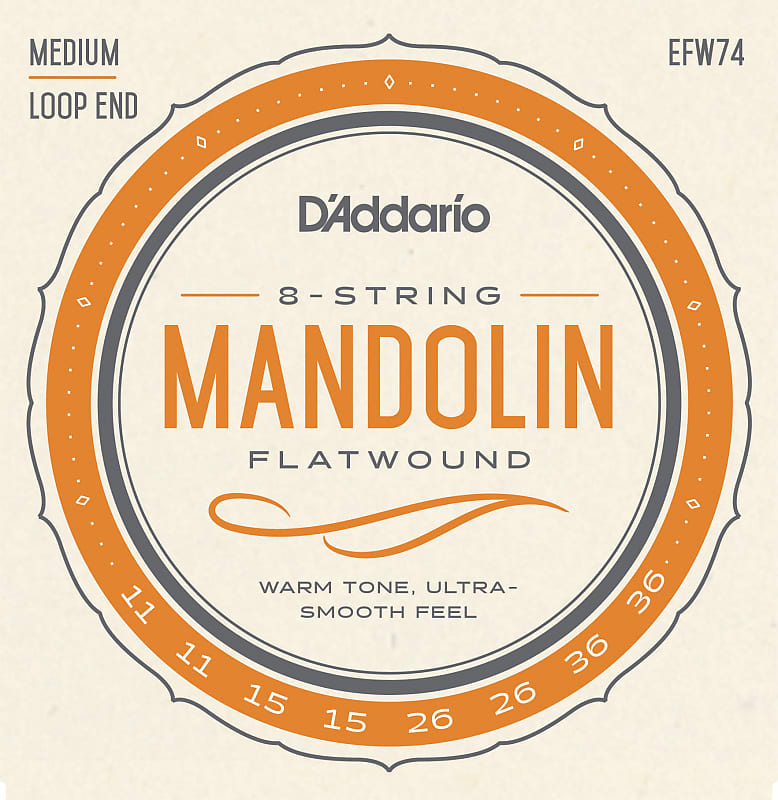 D'Addario EFW74 Flatwound Mandolin Strings Phosphor Bronze Medium 11-36 image 1